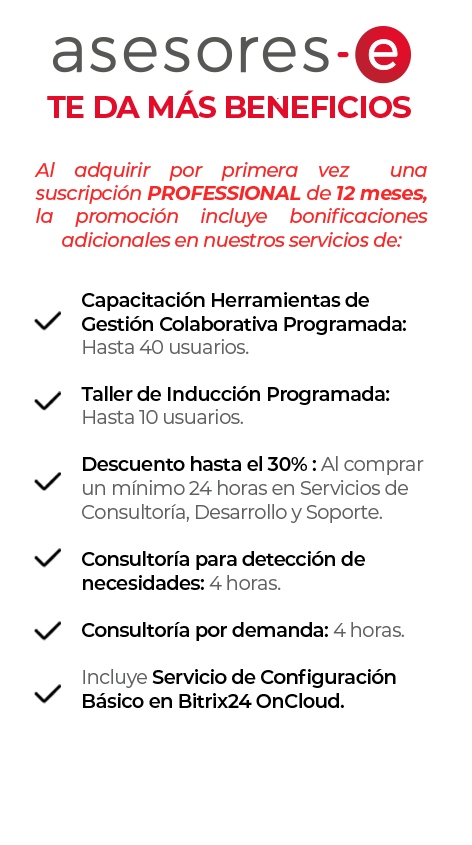 Beneficios de adquirir una suscripción Bitrix24 con asesores-e